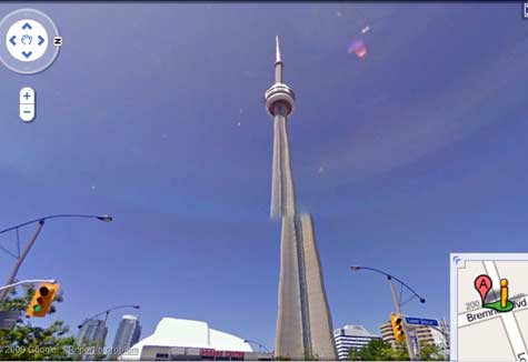 CN tower top offset in Google Streetview